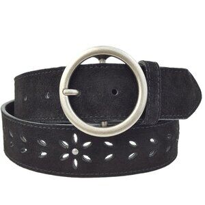 Genuine Suede Leather Belt w. Daisy cut-out design